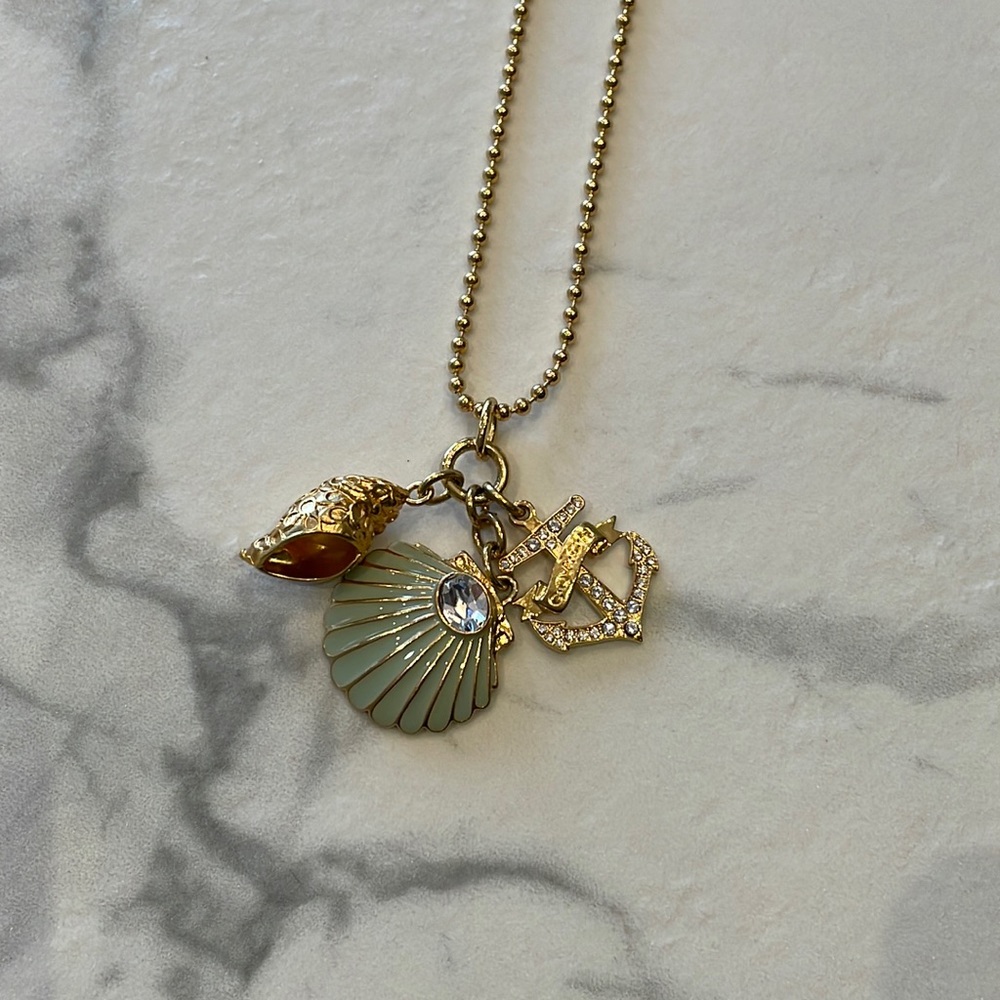 NWOT - COACH long chain necklace with crystal anchor and sea shells